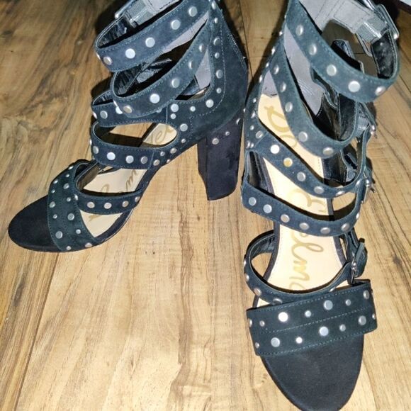 Sam Edelman Women's Studded Black Suede High Heels Size: 8 - Picture 1 of 10